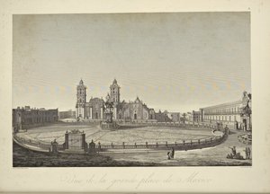 Vista da praça principal, México, ilustração de 