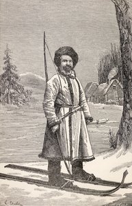 Um nativo de Votiak, Rússia, de "De Paris a Pequim sobre as Neves Siberianas" por Victor Meignan, gravado por Smeeton-Tilly (Burne Smeeton (fl.1840-60) e Auguste Tilly (d.1898)), publicado em 1889 (gravado de Louis Breton