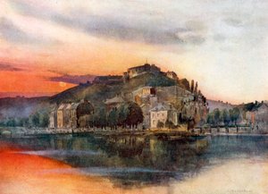 Vista geral de Namur e da sua cidadela (litografia a cores)