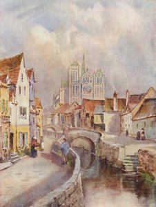Uma vista de Amiens, com a Catedral à distância de Louis Burleigh Bruhl