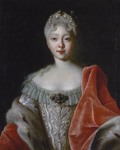Elisabeth Ire (imperatrice de Russie) - Retrato da Grã-Duquesa Elisabeth Petrovna (1709-1761) par Caravaque, Louis (1684-1754). Óleo sobre tela, tamanho : 78x63, Fim 1720s, State Hermitage, São Petersburgo.