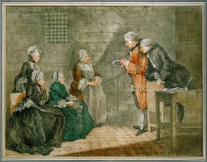 La malheureuse famille Calas - A viúva e os filhos Calas escutam na Conciergerie-prisão a anulação da sentença contra o pai ... de Louis Carrogis