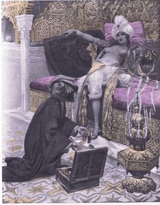 A filha do rei de Tunes, ilustração de Decameron de Boccaccio publicada pela Sociedade Navarra 1930 (litho)