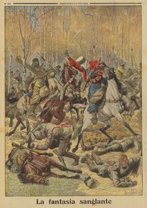 Os goumiers argelinos do exército francês derrotando um grupo maior de cavalaria alemã, a Primeira Guerra Mundial