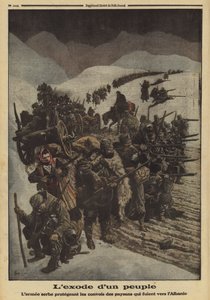 Êxodo de um povo: o exército sérvio protegendo uma coluna de camponeses que fogem para a Albânia, Primeira Guerra Mundial