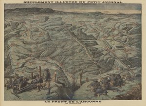 Vista panorâmica do éctor da Floresta de Argonne da Frente Ocidental, Primeira Guerra Mundial