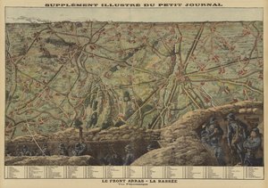 Vista panorâmica do setor da Frente Ocidental entre Arras e La Bassee, França, Primeira Guerra Mundial de Louis Charles (after) Bombled
