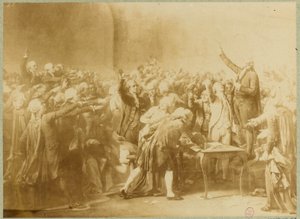 O juramento da quadra de tênis, 20 de junho de 1789 (foto sépia) de Louis Charles Auguste (after) Couder