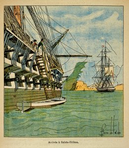 Ilustração de Bombled Louis (1862-1927) do livro "O Memorial de Santa Helena" do Conde Emmanuel de Las Cases (1766-1842): Chegada de Napoleão a Sainte Helene em 15 de outubro de Louis Charles Bombled