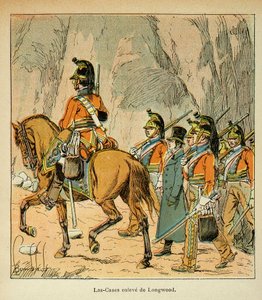 Ilustração de Bombled Louis (1862-1927) do livro "O Memorial de Santa Helena" do Conde Emmanuel de Las Cases (1766-1842): Las Cases arrete por ordem de Hudson Lowe (1769-1844): Coleção privada de Louis Charles Bombled