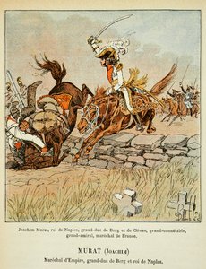 Ilustração de Bombled Louis (1862-1927) do livro "O Memorial de Santa Helena" do Conde Emmanuel de Las Cases (1766-1842): Joachim Murat (1767-1815) Carga, Coleção Particular de Louis Charles Bombled
