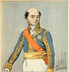 Ilustração de Bombled Louis (1862-1927) do livro "O Memorial de Santa Helena" do Conde Emmanuel de Las Cases (1766-1842): Retrato de Marechal Catherine Dominique de Perignon (1754-1818) Coleção particular de Louis Charles Bombled