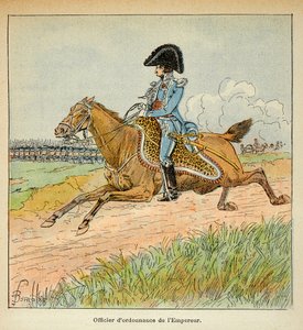 Ilustração de Bombled Louis (1862-1927) do livro "O Memorial de Santa Helena" do Conde Emmanuel de Las Cases (1766-1842): Retrato de um Oficial Ordinário do Imperador Napoleão, Coleção Particular de Louis Charles Bombled