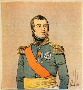 Ilustração de Bombled Louis (1862-1927) do livro "O Memorial de Santa Helena" do Conde Emmanuel de Las Cases (1766-1842): Retrato de Marechal Etienne Macdonald (1765-1840), Duque de Taranto, Coleção Particular de Louis Charles Bombled