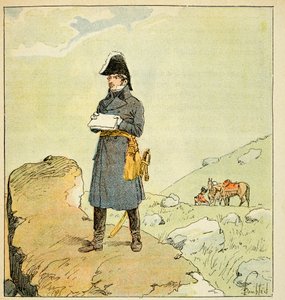 Ilustração de Bombled Louis (1862-1927) do livro "O Memorial de Santa Helena" do Conde Emmanuel de Las Cases (1766-1842): Retrato do marechal Laurent de Gouvion Saint Cyr (1764-1830) Coleção particular de Louis Charles Bombled