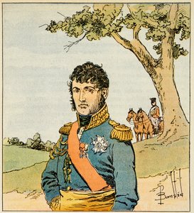 Ilustração de Bombled Louis (1862-1927) do livro "O Memorial de Santa Helena" do Conde Emmanuel de Las Cases (1766-1842): Retrato do marechal Jean de Dieu Soult (1769-1851), Duque da Dalmácia, Coleção Particular de Louis Charles Bombled