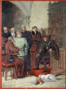 Rei Luís XII de França (1462-1515) recebe os burgueses de Paris no parloir aux bourgeois, primeira câmara municipal de Paris em 26/11/1514 (Rei de França Luís XII recebe no "Parlour of Burgesses", primeira câmara municipal de Paris os representantes dos