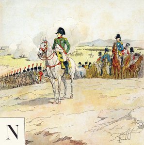 Letra N: Napoleão, "Je serai soldat"( Serei um soldado) - Alfabeto Militar de Louis Charles Bombled