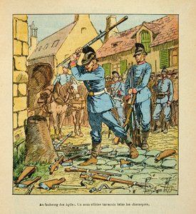 A Armee de la Loire de Eugene Sergent, conhecida como Grenest, ilustrada por Louis Bombled (1862-1927) (Guerra Franco-Alemã; campanha de 1870-1871): Após a captura da cidade de Orleans em outubro de 1870, um suboficial bávaro quebrou os caçadores. (espinga de Louis Charles Bombled