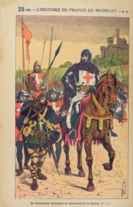 A partida para as cruzadas, ilustração de &39;Histoire de France&39; por Jules Michelet (1798-1874) c.1900 de Louis Charles Bombled