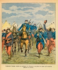 A Armee Oriental do Sargento Eugene, dit Grenest, ilustrada por Louis Bombled (1862-1927) (Guerra Franco-Alemã; campanha de 1870 -1871): O oficial de guerra Bastien, da 32ª marcha, trouxe ao polígono Besancon uma peça de canhão que ele salvou duri. de Louis Charles Bombled