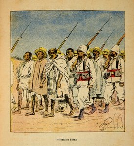 A Guerra em Madagáscar - História das Expedições Francesas de 1885-1895 por Henri Galli dit Galllichet (1854-1922), ilustrada por Louis Bombled (1862-1927): Prisioneiros de Hovas em 1895, Colecção Privada de Louis Charles Bombled