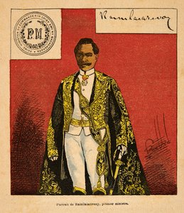 A Guerra em Madagáscar - História das Expedições Francesas de 1885-1895 por Henri Galli dit Galllichet (1854-1922), ilustrada por Louis Bombled (1862-1927): Retrato do Primeiro Ministro Rainilaiarivony (1828-1896), Coleção Privada de Louis Charles Bombled