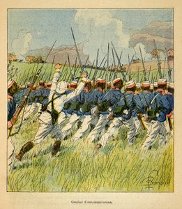 A Guerra em Madagáscar - História das Expedições Francesas de 1885-1895 por Henri Galli dit Galllichet (1854-1922), ilustrada por Louis Bombled (1862-1927): Tropas francesas durante as batalhas de Antanamitarana em 1895, coleção particular de Louis Charles Bombled