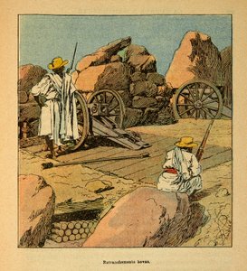 A Guerra em Madagáscar - História das Expedições Francesas de 1885-1895 por Henri Galli dit Galllichet (1854-1922), ilustrada por Louis Bombled (1862-1927): Retenção das tropas Hovas em 1895 em Tananarive, Coleção Privada de Louis Charles Bombled