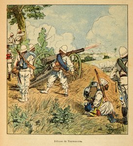 A Guerra em Madagáscar - História das Expedições Francesas de 1885-1895 por Henri Galli dit Galllichet (1854-1922), ilustrada por Louis Bombled (1862-1927): Defesa de Tsarasaotra em 1895, Coleção Privada de Louis Charles Bombled
