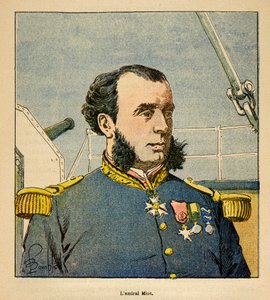 A Guerra em Madagáscar - História das Expedições Francesas de 1885-1895 por Henri Galli dit Galllichet (1854-1922), ilustrada por Louis Bombled (1862-1927): Retrato do Almirante Paul Emile Miot (1827-1900), Coleção Particular de Louis Charles Bombled