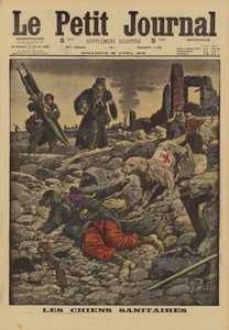Usando cães de resgate para procurar feridos, França, Primeira Guerra Mundial, 1915 de Louis Charles Bombled