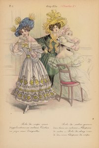 Moda francesa: 1829-1830, Carlos X (litografia a cores) de Louis Colas