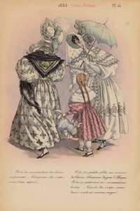 Moda francesa: 1833, Louis-Philippe (litografia a cores) de Louis Colas