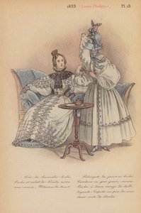 Moda francesa: 1833, Louis-Philippe (litografia a cores) de Louis Colas