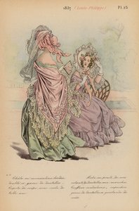 Moda francesa: 1837, Louis-Philippe (litografia a cores) de Louis Colas