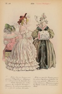Moda francesa: 1838, Louis-Philippe (litografia a cores) de Louis Colas