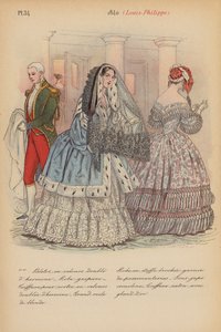 Moda francesa: 1840, Louis-Philippe (litografia a cores) de Louis Colas