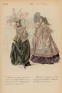 Moda francesa: 1841, Louis-Philippe (litografia a cores) de Louis Colas