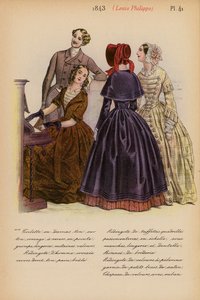 Moda francesa: 1843, Louis-Philippe (litografia a cores) de Louis Colas
