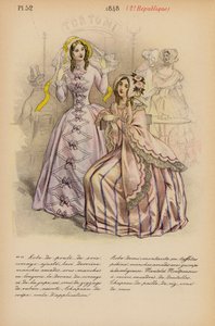 Moda francesa: 1848, 2e Republique (litografia a cores) de Louis Colas