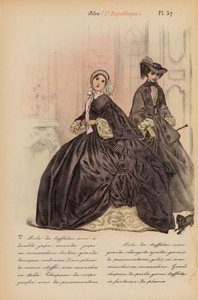 Moda francesa: 1850, 2e Republique (litografia a cores)