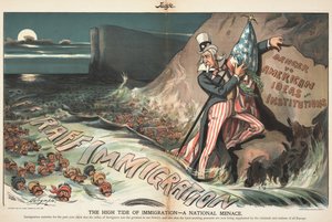 A maré alta da imigração - uma ameaça nacional. Revista Juiz, 22 de agosto de 1903, 1903.