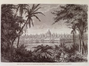 Vista de Angkor Thom por volta de 1870 - em "Voyage au Cambodia" de Louis Delaporte, Paris
