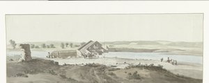 Gezicht op Canosa brug over Ofanto rivier em Puglia
Vista da Ponte Canosa sobre o rio Ofanto (Aufidus) (título sobre o objecto)
Viagem a Itália, Sicília e Malta - 1778 (título da série) de Louis Ducros
