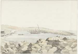 Vista do paraíso de Luogo Vivo
Vista de elevação do porto de Luogo Vivo
Viagem a Itália, Sicília e Malta - 1778 (título da série) de Louis Ducros