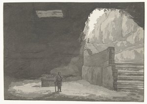 Caverna Fontein em de oude stad Manduria Caverna e Fonte dos Mandurians mencionados em Plínio Viagens na Itália, Sicília e Malta - 1778 (título da série)