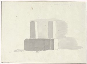 Oude sarcofaag welke dienst doet als drinkbak em Terracina
Antigo sarcófago, utilizado como bebedouro em Terracina (título sobre o objecto)
Viagem a Itália, Sicília e Malta - 1778 (título da série) de Louis Ducros