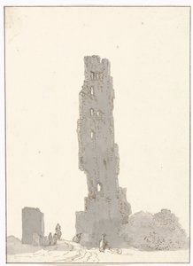 Ruine van toren langs de grote weg tussen Terracina en Fondi Torre delle sette facciate na estrada principal entre Terracina e Fondi (título no objeto) Viagens na Itália, Sicília e Malta - 1778 (título da série)