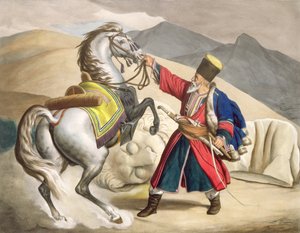 Um tártaro com seu cavalo, gravado pelos irmãos Thierry, 1825 de Louis Dupré